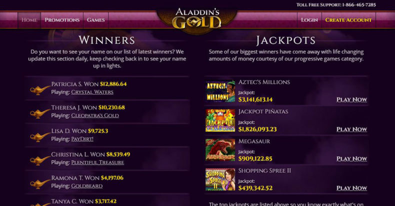 Aladdin's Gold Casino Screenshot
