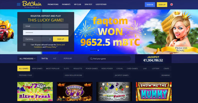 Betchain Casino Screenshot