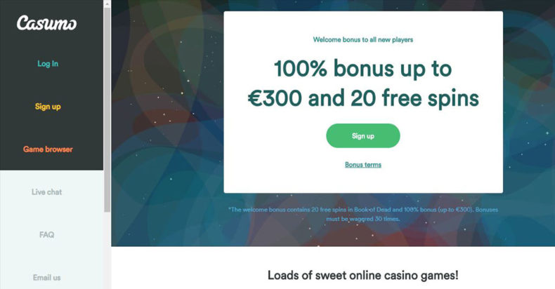 Casumo Casino Screenshot