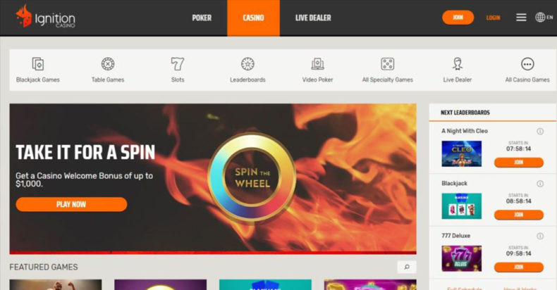 Ignition Casino Screenshot