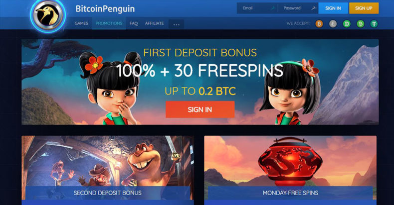 Bitcoin Penguin Casino Screenshot